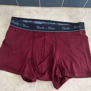 Blade + Blue men’s soft brief medium red trunk. Made in USA